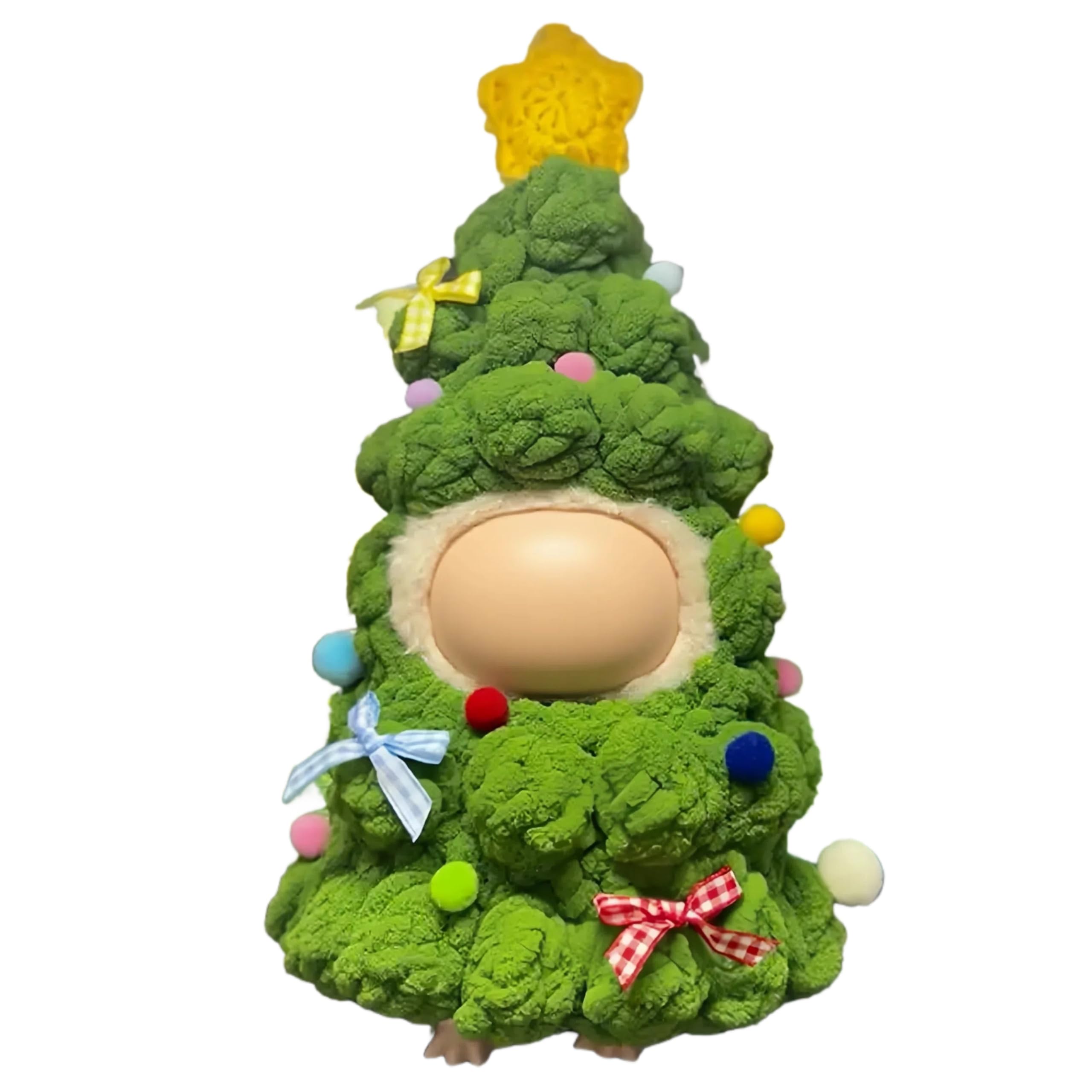 2026 New 17cm Doll Christmas Clothes, Handcrafted One-Piece Christmas Tree Figures Clothes - Poms and Bows (Green), Funny Cute Set Compatible with Standing Sitting 17cm Dolls