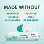 Pampers Aqua Pure Baby Wipes, Unscented, Fragrance Free, 99% Water, Water Based, Multi-Use, 896 Wipes Total (16X Flip-Top Packs)