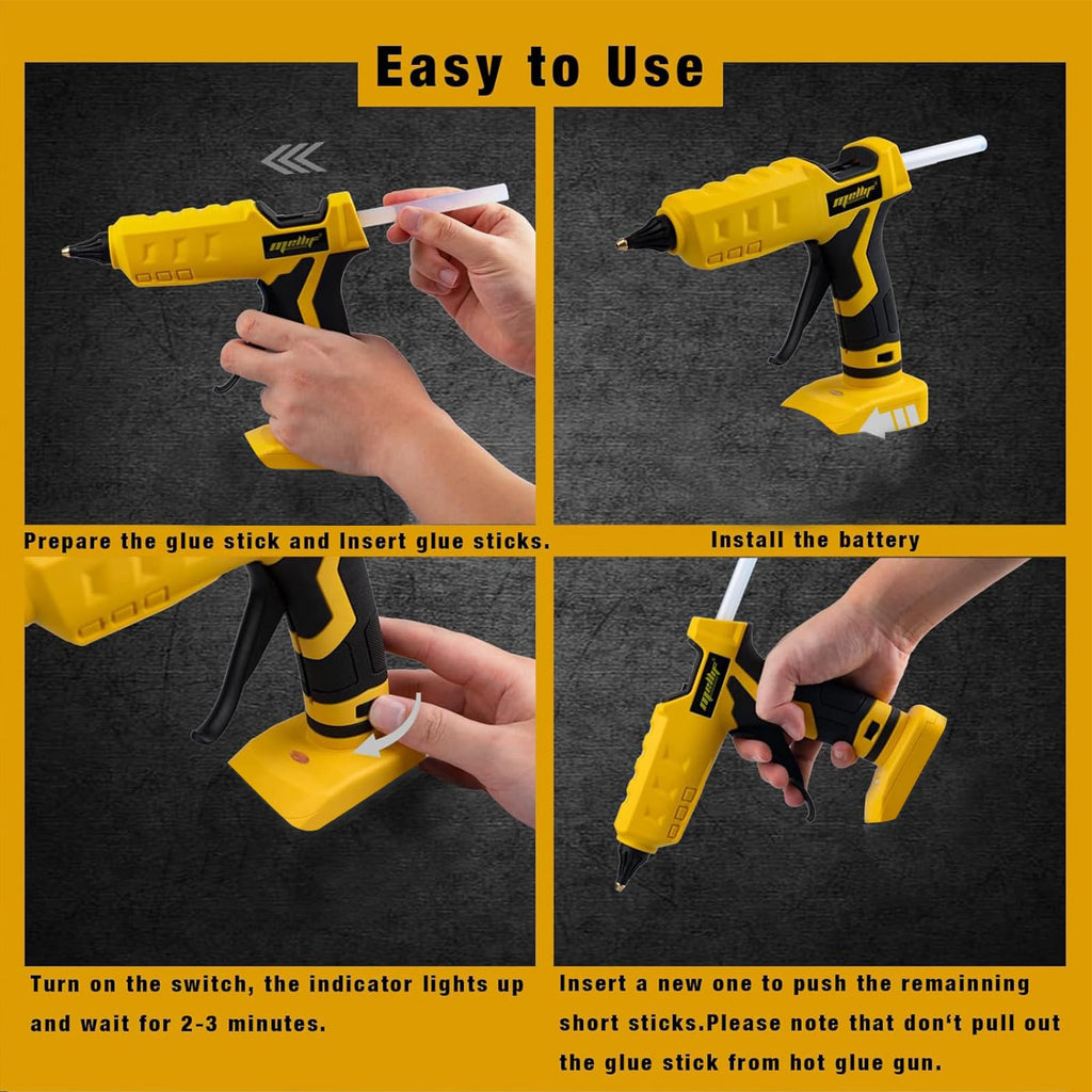 100W Cordless Hot Glue Gun Compatible with Dewalt 20V MAX Battery