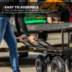 Gorilla Carts Steel Utility Cart, 4 Cu Ft Bed, 900 lb Load Capacity, Black – Towable Heavy-Duty Outdoor Hauling Wagon with Removable Side Panels for Yard, Lawn, Garden or Landscaping