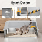 OneBug High-Sided Stainless Steel XL Cat Litter Box for Cats