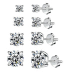 Sterling Silver Stud earrings Set Silver CZ Stud Earrings for Women 4567mm