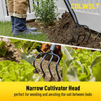 Colwelt 4 Tines Garden Cultivator Rake 59'', Hand Tiller Garden Tool with Sharp Forged Steel Head, 4 Tine Cultivators for Gardening with Long Handle, 4 Prong Rake for Digging Loosening Weeding