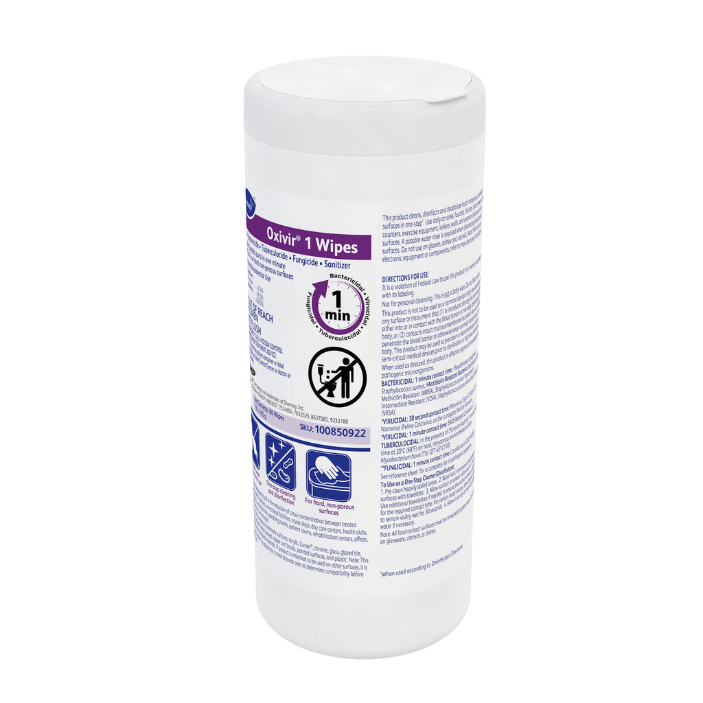 Oxivir Diversey 1 Disinfectant Peroxide Wipes, Medium, 60 Wipes