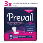 Prevail Proven - Incontinence Bladder Control Pads - Bladder Leak Pads - Overnight Absorbency, 30 Count Bag