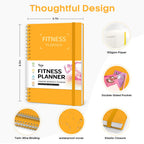 Fitness Workout Journal for Women & Men, A5(5.5" x 8.6") Workout Log Book Planner for Tracking, Progress, and Achieving Your Wellness Goals-Yellow