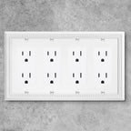 Henne Bery Sunken Pearls Heavy Duty Decorative Wall Plate Switch Plate Outlet Cover (Quad Decorator, White)