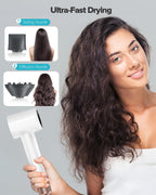 FENTGO Negative Ionic High Speed Hair Dryer, Professional Brushless Blow Dryer with Diffuser and Nozzle for Fast Drying, 2 Speeds & 4 Temps Thermo-Control, Lightweight & Quiet for Home & Travel