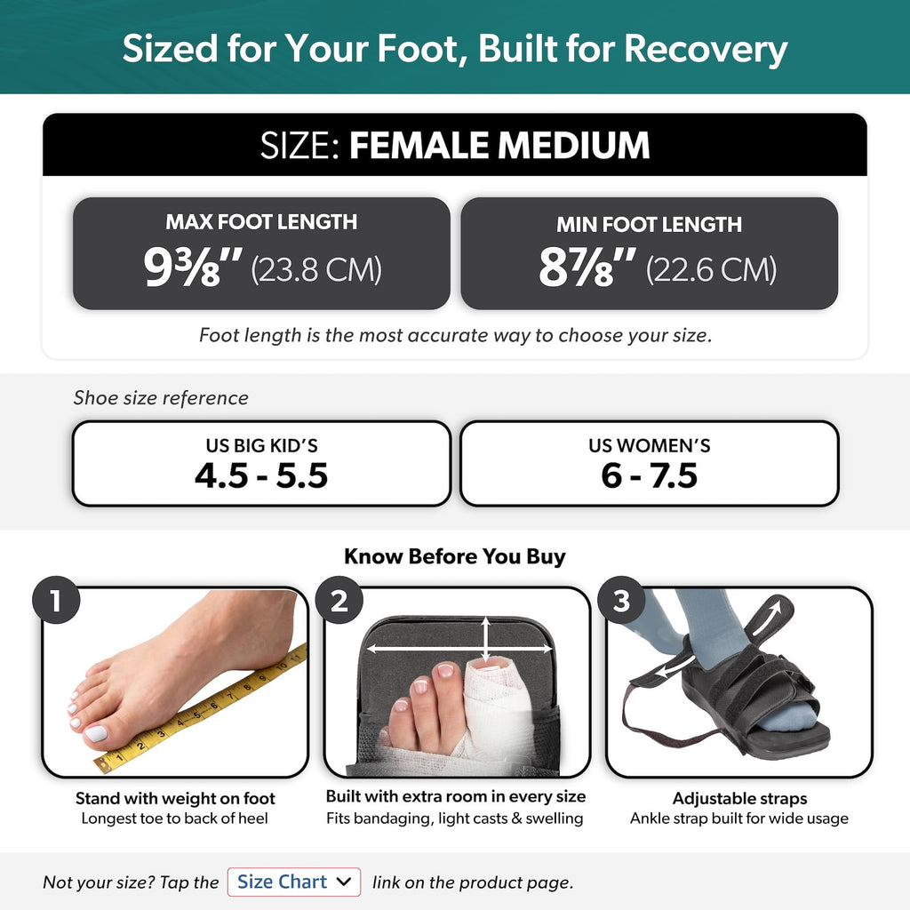 BraceAbility Post Op Shoe - Adjustable Orthopedic Medical Walking Boot for Broken Foot, Broken Toe, Stress Fracture and Injuries, Universal Cast Shoe for Men and Women After Foot Surgery (M - Female)