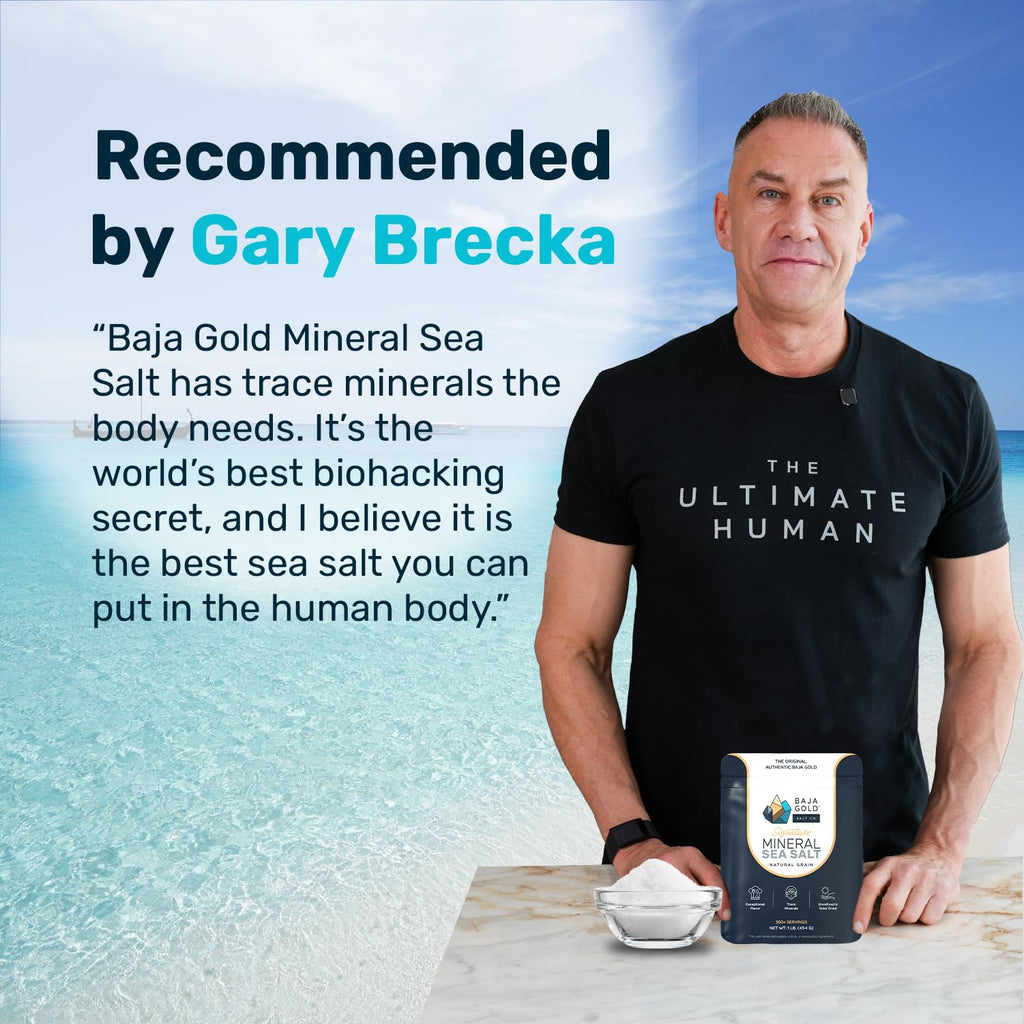 Baja Gold Signature Mineral Sea Salt - Recommended by Gary Brecka - Organic Natural Grain Salt for Cooking & Baking | Authentic Baja Salt | Ideal for All Culinary Creations | 1 lb. Resealable Bag, 300+ Servings