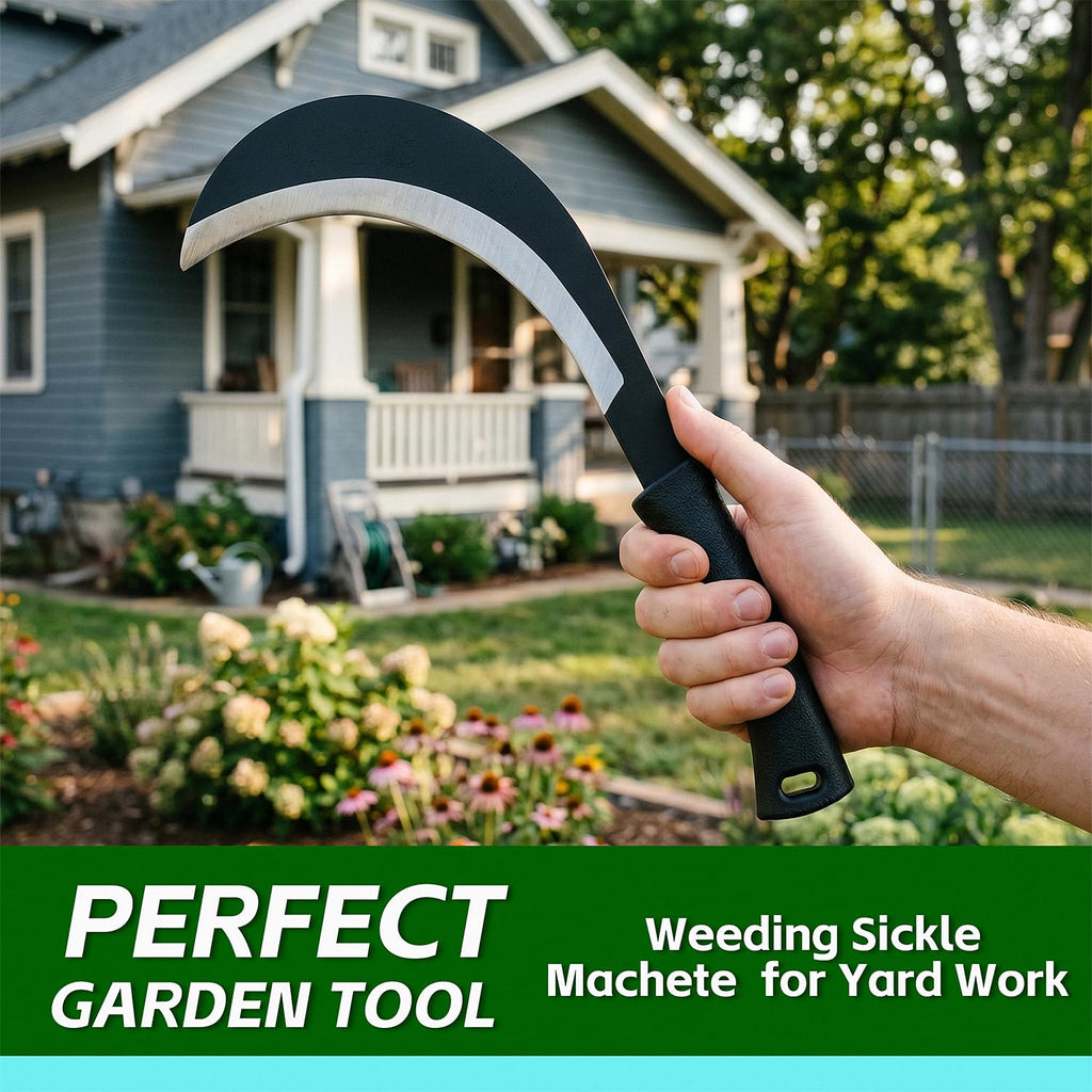 ZOOM.LZ Weeding Sickle Machete Garden Tool Brush Clearing Sickle with Carbon Steel,Thick Blade Gardening Sickle Machete for Yard Work,Harvest Knife,Farm Tool