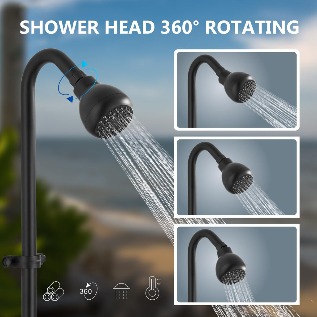 Aolemi Outdoor Shower Fixtures, 31" Exposed Shower System with Shower Head, 2-Handle Outdoor Shower Kit, 3 Inch Center Brass Mixing Valve, Matte Black