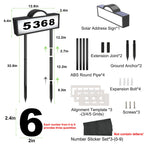 Solar House Numbers for Outside, 45 LED Lighted Address Sign for House Yard, 39inch Tall In Ground & Wall Mount, IP65 Waterproof Solar Powered Address Sign with Cool White or Warm White(Black)