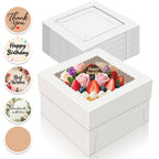 15 PCS Cake Boxes 10 Inch, 10x10x10 Tall Cake Box, 10 Inch Cake Box with Window, White Bakery Boxes, Large Baking Boxes, Cajas Para Pasteles, 10x10 Cake Boxes for Birthday, Wedding, Party, Business