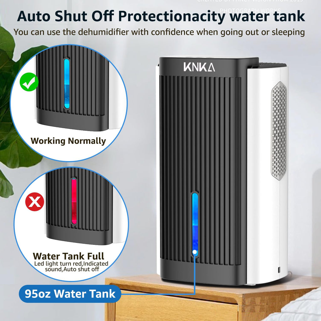 Dehumidifier,95 OZ Water Tank, (1000 sq. ft) Quiet Dehumidifier for Basement, Bathroom, RV, Closet, Bedroom with Auto Shut Off, Sleep Mode,7 Colors LED Light, Dehumidifiers for Home, White