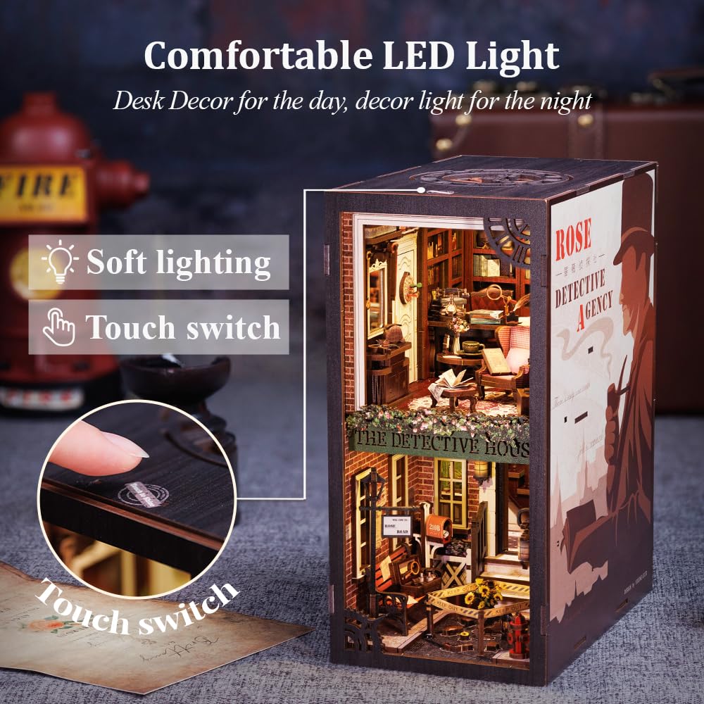 CUTEBEE Book Nook Kit - DIY Miniature House Dollhouse Kit for Adult and Teens, Booknook Bookshelf Decor Alley Model Build with LED Light, Gifts for Family and Friends