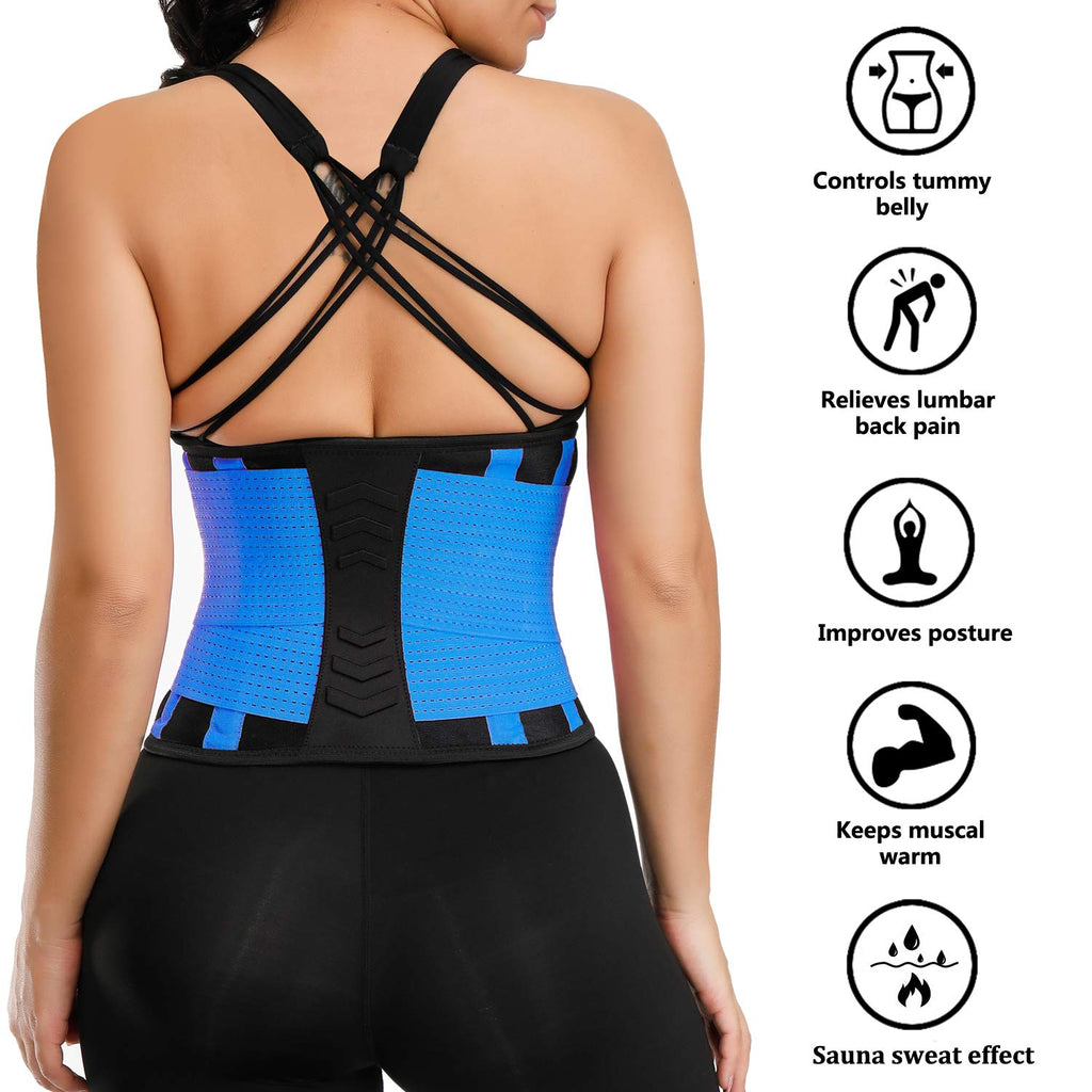 VENUZOR Waist Trainer Belt for Women - Waist Cincher Trimmer - Slimming Body Shaper Belt - Sport Girdle Belt (UP Graded)(Blue,2XL)