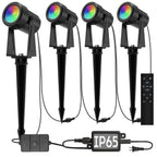 SUNTHIN Outdoor Landscape Lighting with Remote, RGBW Color Changing Spot Uplights,4 Pack