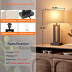 19.6" Touch Lamps for Nightstand, 3 Way Dimmable Bedroom Lamp, USB C+A