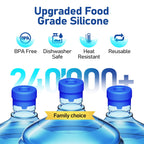 【Upgraded】Morsatie Reusable 3 & 5 Gallon Water Jug Cap, No Leaking & Popping Open, Food Grade Silicone Replacement Cap for 55mm Standard/Screw/Crown Top Water Bottle & Water Pump Dispenser, 10Pcs