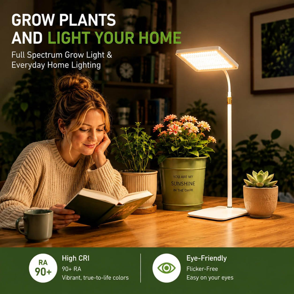 25W LED Grow Lights for Indoor Plants with Stand for Floor and Tabletop