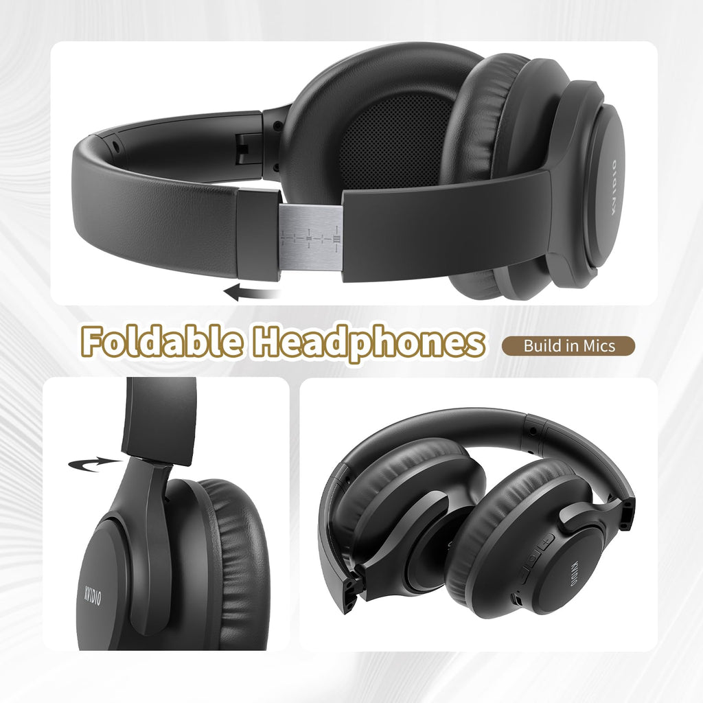KVIDIO Bluetooth Headphones Wireless Over Ear Headsets 65H Playtime