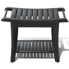 Bamboo Shower Stool Bench Waterproof with Storage Shelf for Shaving Legs or Spa Bath Seat in Bathroom & Inside Shower for Adults Seniors Elderly (24 x 13.4 x 18.5 inches+Black)