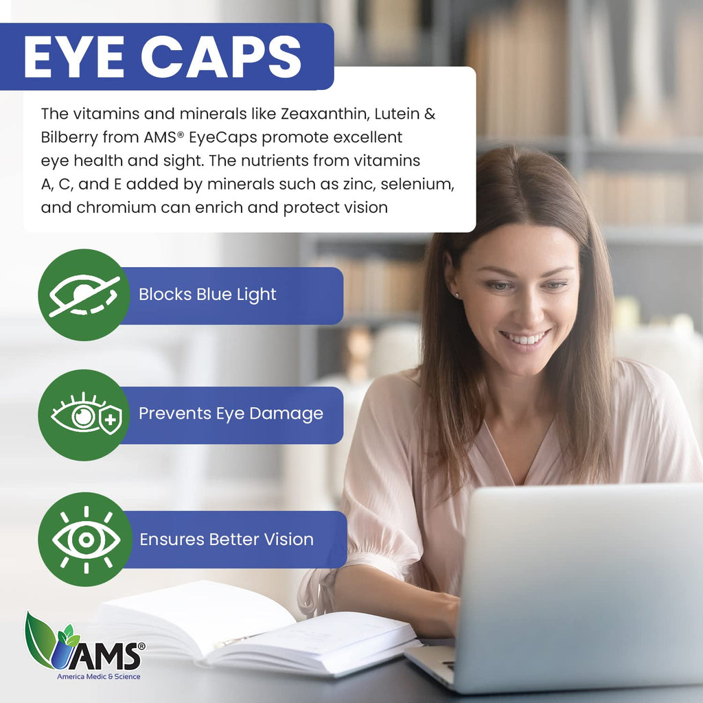 America Medic & Science EyeCaps (30 Caplets) | Dietary Supplement for Men and Women | Supports Vision Health | Enriched with Lutein, Zinc, Selenium, Chromium, and Vitamins A, C, E, and B2