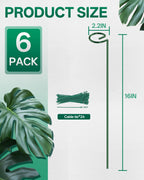 6 Pack 35.4 In Metal Plant Stakes, Plant Support Stakes with 15 Twist Ties