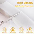 High Density Foam Tape Air Conditioner Window Seal, 1x1 Inch Thick Foam Stripe with Adhesive for Window AC Insulation, Weather Stripping for Doors and Windows Insulation, AC Foam Tape, White