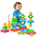 Hieoby Montessori Toys for 1 2 3 4 Year Old Boys Girls Toddlers Preschool Learning Activities 30Pcs Building Blocks Stacking Educational Toys STEM Sensory Gifts for Kids Age 1-2 2-4