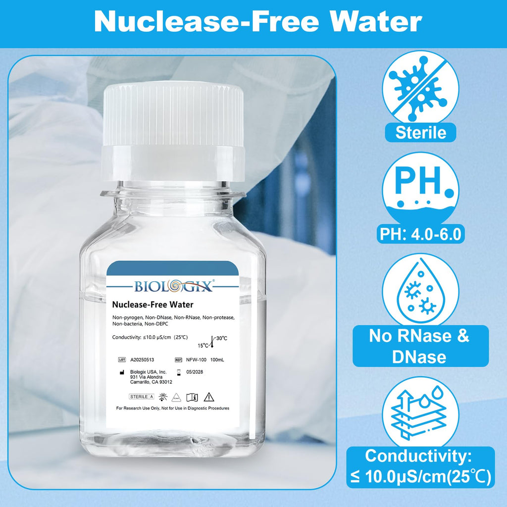 CryoKing Nuclease-Free Water, DNase RNase Free, Lab PCR Water, 100 mL