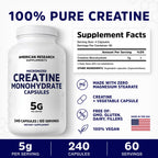 Creatine Monohydrate Capsules 5G | 60 Servings | Vegan | 4 Caps per Serving | Micronized Creatine Pills 5000mg | 240 Capsules | Creatine Pills For Men & Women | 2 Months Supply | Made Without Fillers