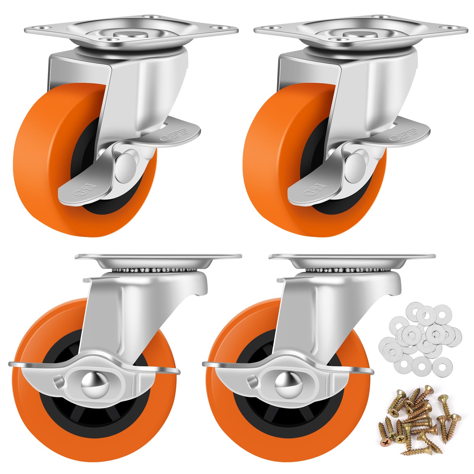 BOSGEOT Caster Wheels,3 Inch Casters Set of 4,Heavy Duty Caster with Brake