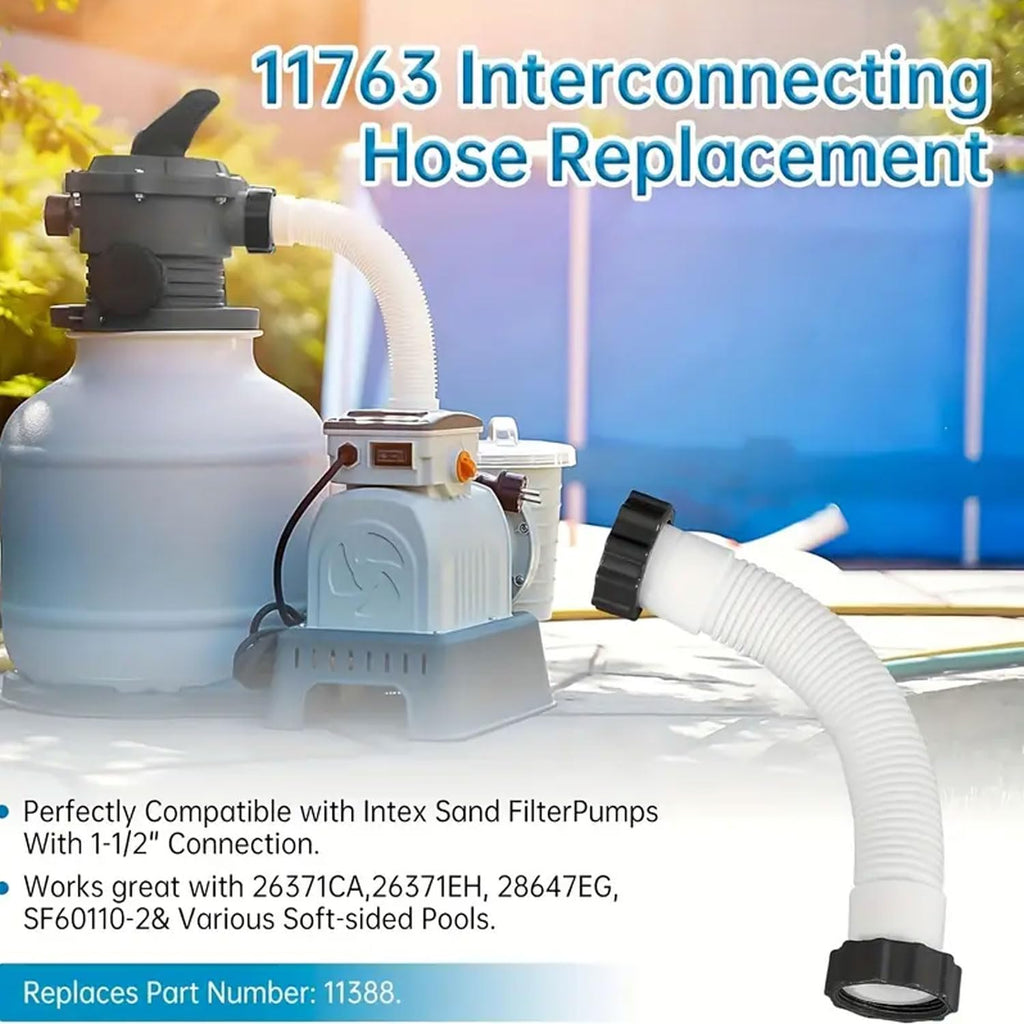 1-1/2 Inch 11535 Replacement Pool Hose for above ground pools - 1.5" Pool Sand Filter Pump Hose for Intex Sand Filter Pumps & Saltwater Systems 26371CA 26371EH 28647EG (White -2 Pack)