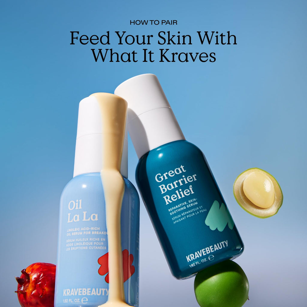 KraveBeauty Great Barrier Relief Serum for Dry or Sensitive Skin, Hydrates and Repairs the Skin Barrier, Soothing Facial Serum with Ceramides & Niacinamide, Fragrance Free, 100 mL