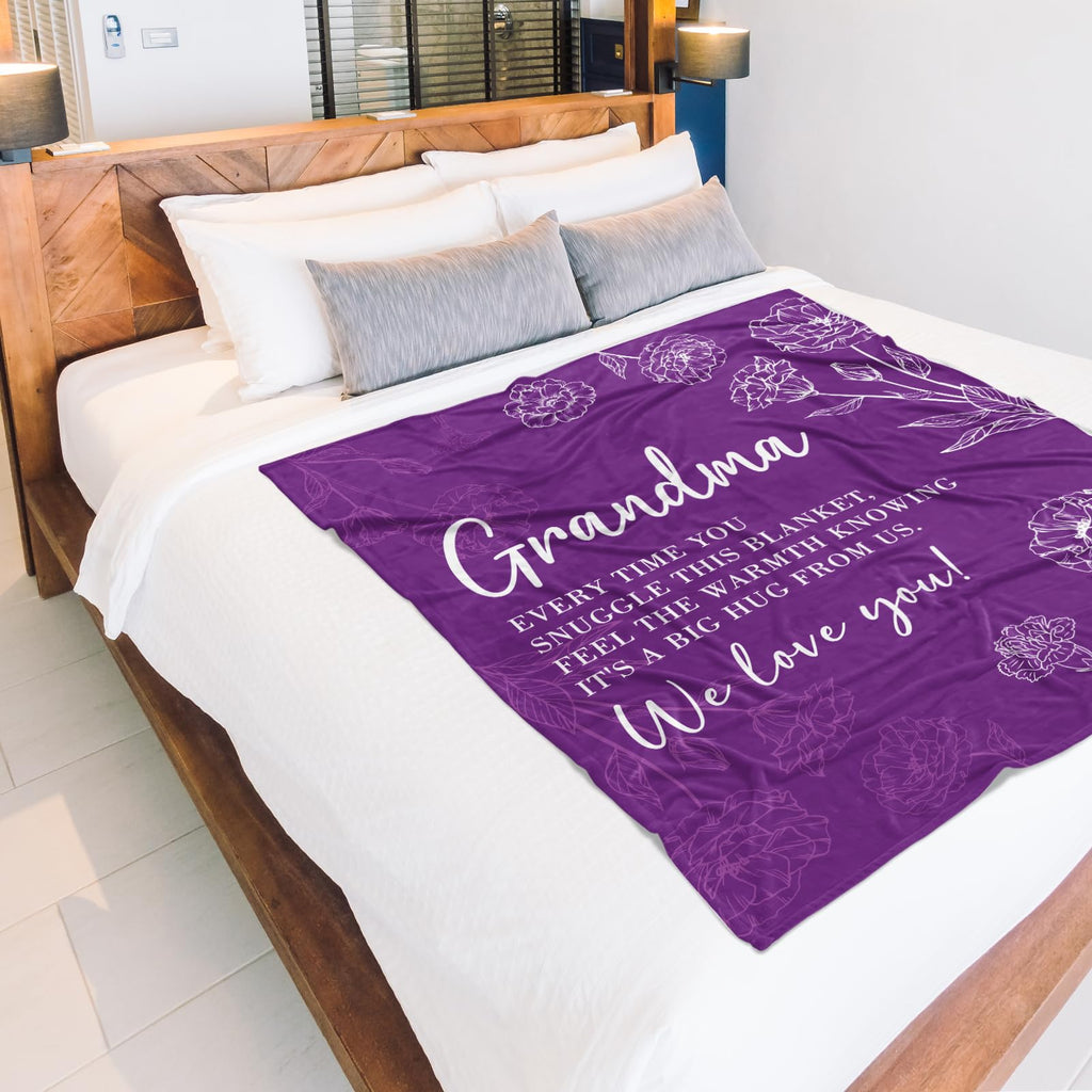 GiltGlimmer Grandma Gifts, Grandma Floral Blanket 50" x 60", Purple