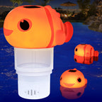 Covfirst Pool Chlorine Floater, Solar Floating Pool Chlorine Dispenser with Light, Adjustable Release, Large Size Spa Chemical Dispenser for 3 inch Tabs, Easy Opening Chlorines Floater for Hot Tub