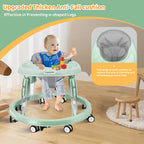 Baby Walker with Wheels, One-Touch Folding Baby Walkers, 7-Speed Height Adjustment with Large Dinner Plate, Anti-Roll 8-Wheel with Brake for 6-18 Months Baby (Green)