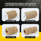 Radix Rope Natural Jute Twine, 8MM x 100FT Jute Rope Roll, Heavy Duty Thick Twine for Cat Scratching Post, Bundling, Gardening and DIY Crafts