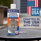 All-In-1 Aluminum Cleaner & Restoration Solution – Made in USA, Restores Faded Patio Furniture, Garage Doors, & Outdoor Fixtures, Aluminum Brightener & Restorer for All Painted Metal Surfaces, 16 OZ