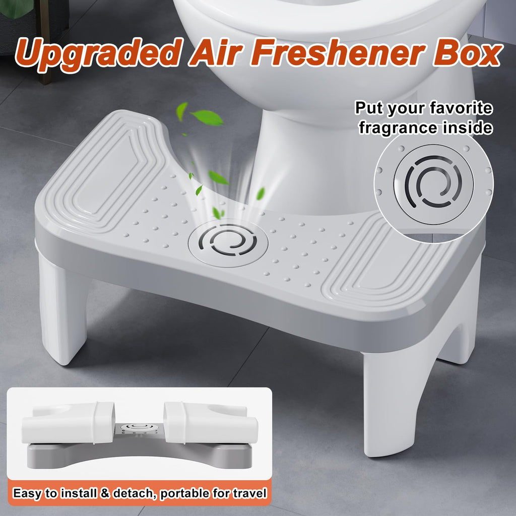 Recximi 2Pcs Poop Toilet Stool, Portable Bathroom Potty Stool, Non-Slip Toilet Foot Stool Squat Adult, Pooping Step Stool for Adults & Toddlers, Portable for Travel, White 2 Pack