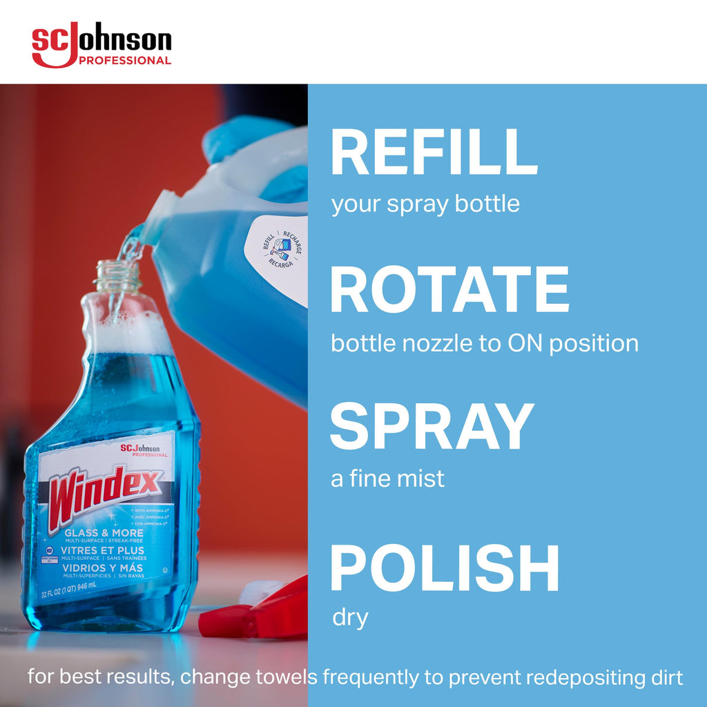 SC Johnson Professional Windex Glass Cleaner Refill, 1 Gallon, 4 Count