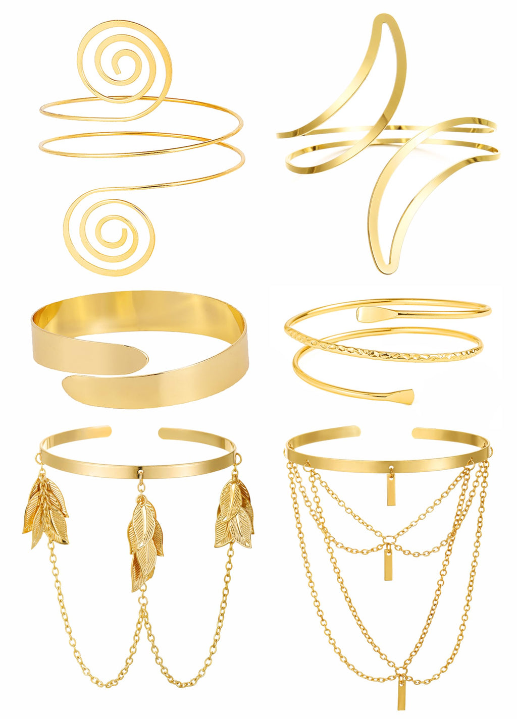 BOMAIL 6 Pcs Gold Arm Cuff Jewelry for Women