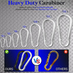 30 Pack 3" Heavy Duty Carabiner Clips, M8 Sliver Galvanized Steel Spring Snap Hooks, Rust-Resistant Keychain Clips for Hammock, Camping, Hiking, Fishing, Swing Set