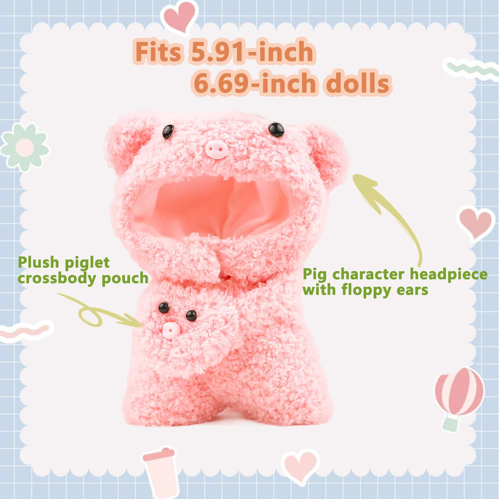 HiOKOU Clothes for labubu 17cm Accessories Suit Cute Clothes for Doll Dress up Animal Style Outfits (NO Doll) (Pig)