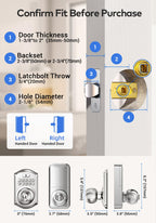 TEEHO TE003 Keyless Entry Keypad Door Lock with Handle, Electronic Digital Smart Locks for Front Door, Smart Door Knob with Code for Bedroom, Auto Lock, Passage Mode, Easy to Install, Satin Nickel