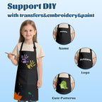 ZLEVEAYN 30 Pcs Kids Apron Bulk Adjustable Children Bib Aprons with Pockets for Girls Painting Kitchen Cooking Baking (Black, L)