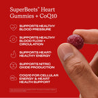 Humann SuperBeets 3-in-1 Heart Gummies - 3x Absorption CoQ10 - Plus Beetroot Extract & Grape Seed Extract for Advanced Heart Health, Cellular Energy & Circulation Support, Vegan, Gluten Free, 60 count