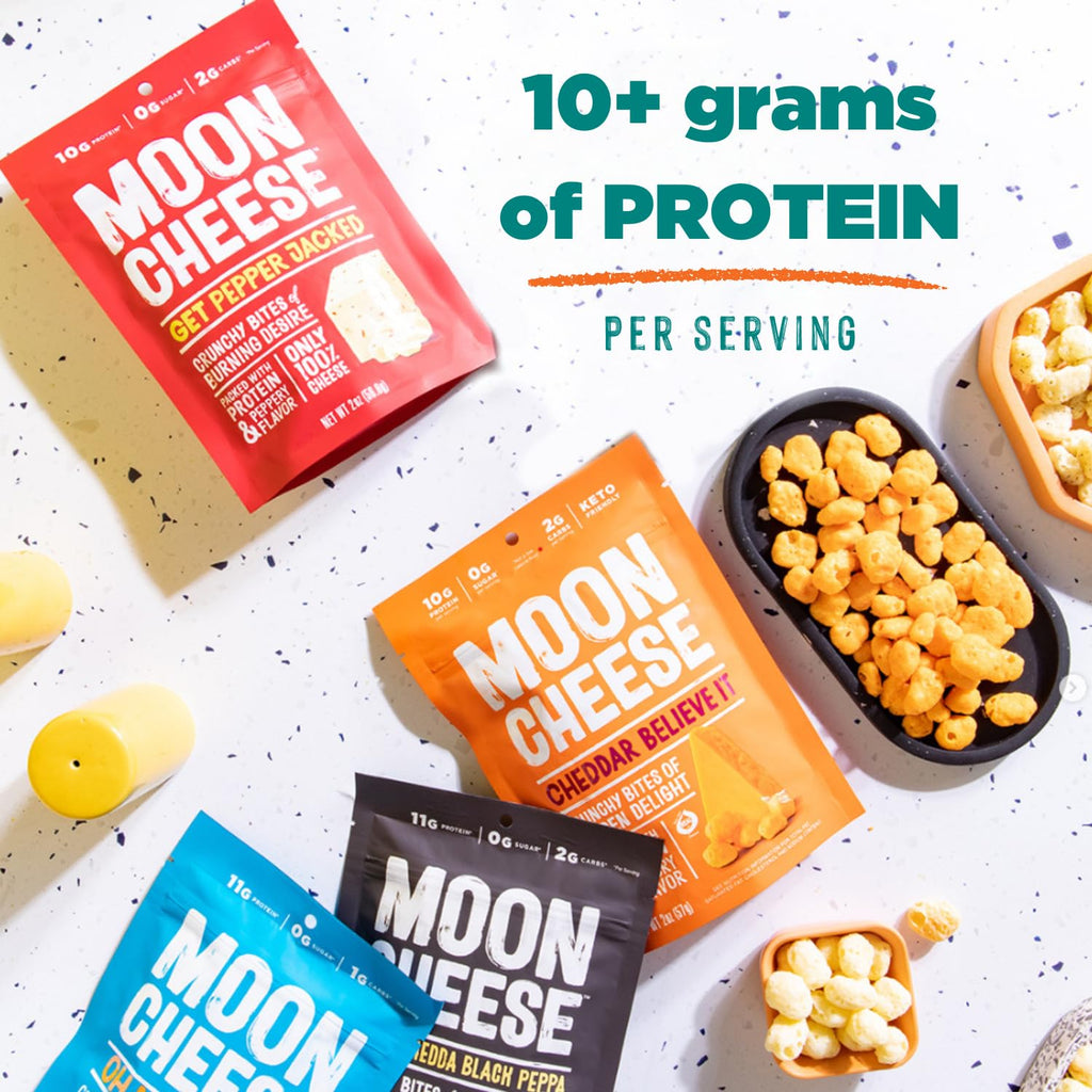 Moon Cheese Cheddar Believe It, 1 Ounce, 12-Pack, Crunchy, Protein-Rich Cheese Snack, Keto Friendly, 100% Real Cheese